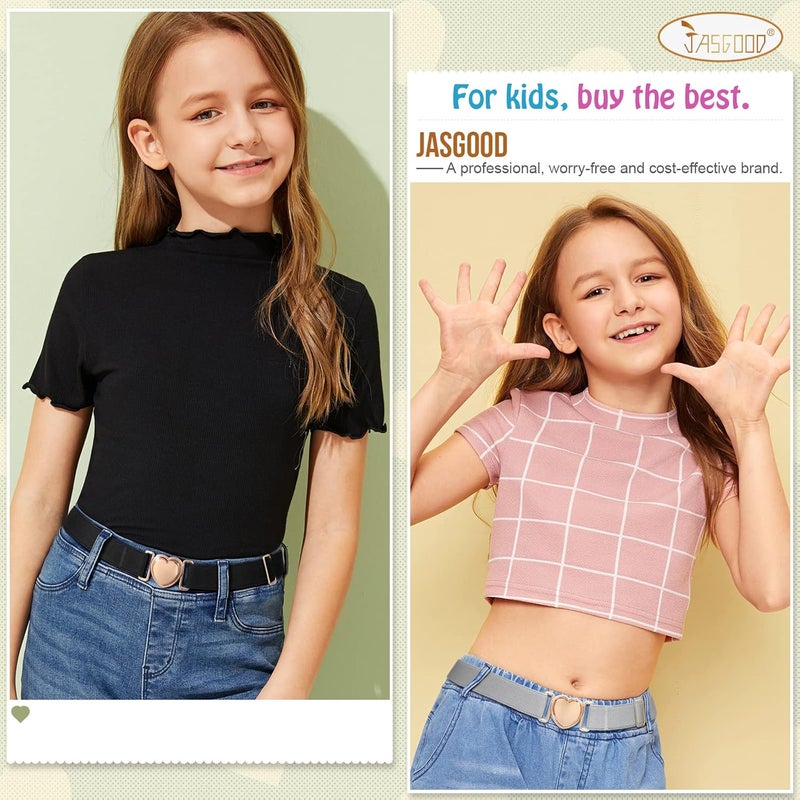 Jas. Good Elastic Belts for Toddler Kids Adjustable Boys Girls Teens Stretch Belts with Heart Buckle for Back to School - Image 2